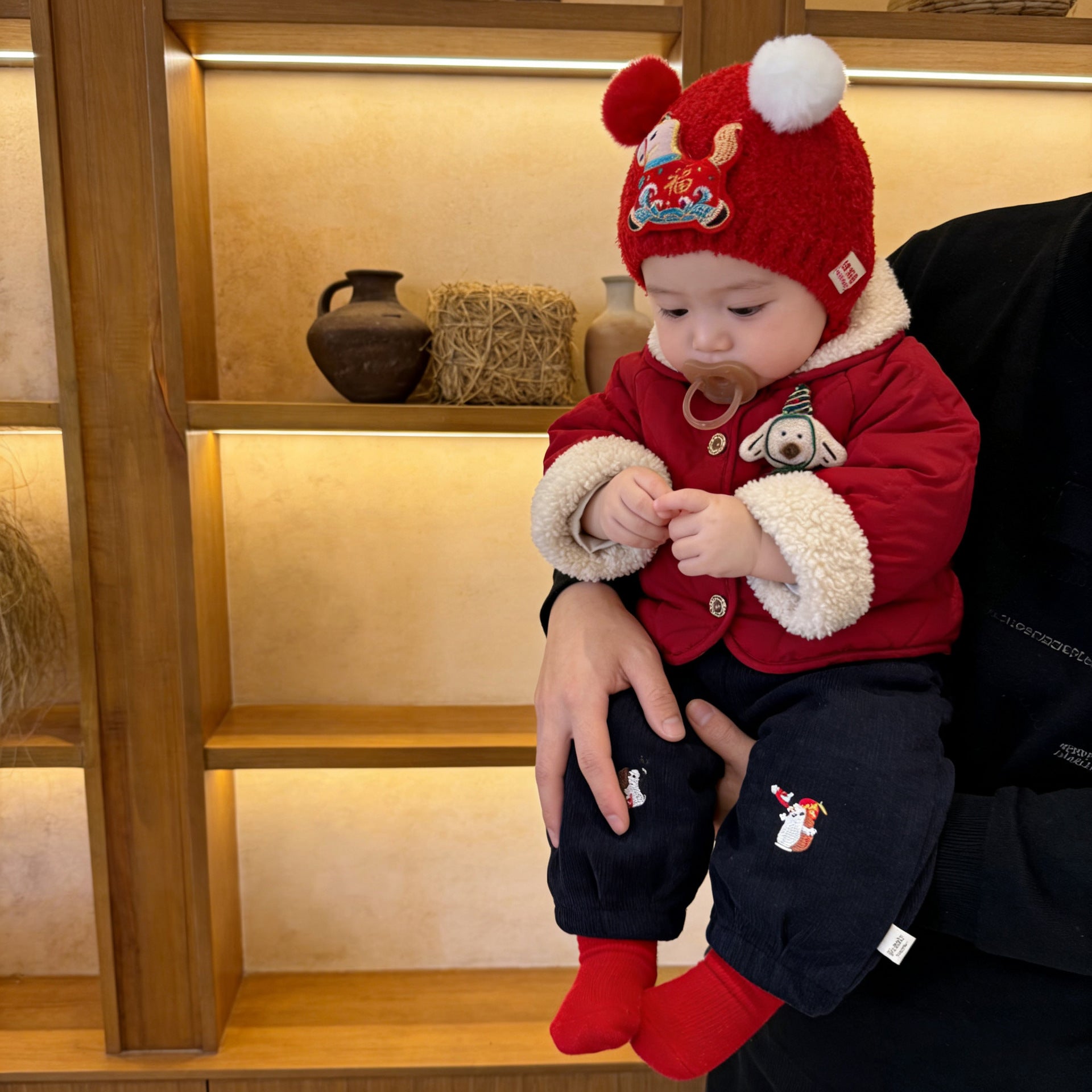Garçons Red Year Outfit Set Hiver Super mignon rembourré