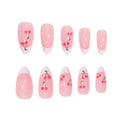 Cerise française amande-forme amovible Conseils de ongles ensemble longue durée délicate et style fille