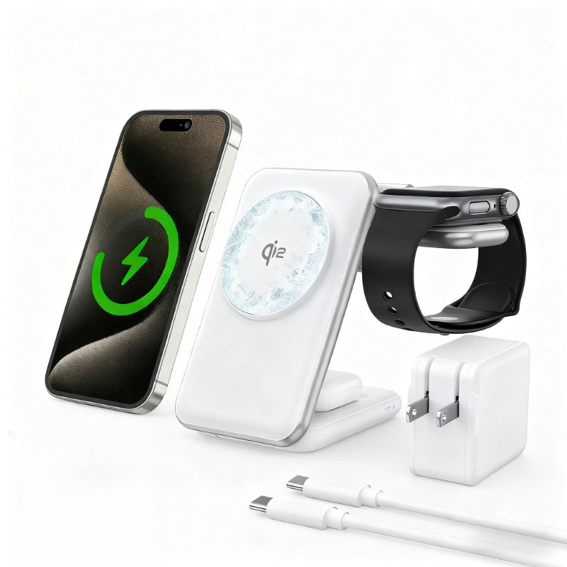 Chargeur sans fil pliable 25W 3-en-1 pour Smartwatches Téléphones