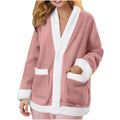 Amazon site indépendant Automne et hiver V-Neck Manches longues Couleur-Block Cardigan Flannel