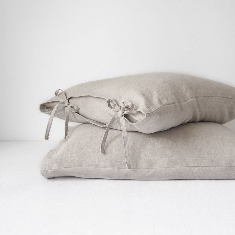 Linen Pillow with Tie Straps Spring/Summer Solid Color