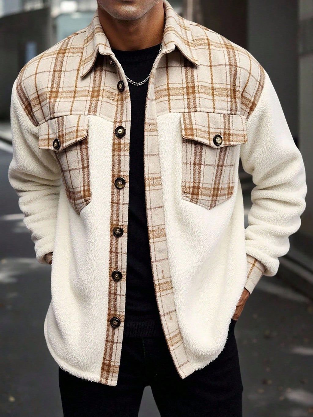Veste de patchwork en peluche pour hommes