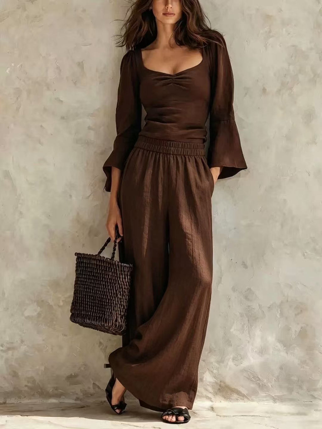 Pantalons élastiques et top set pour femmes