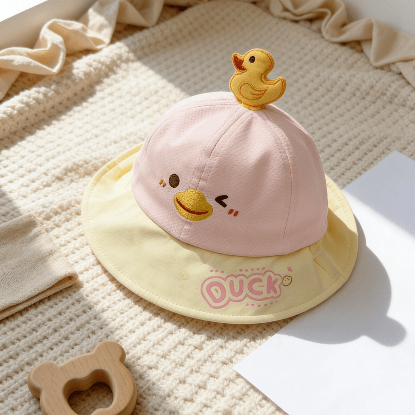 Style enfant Patchwork Tête de canard jaune avec visage de canard cartoon. Confortabl