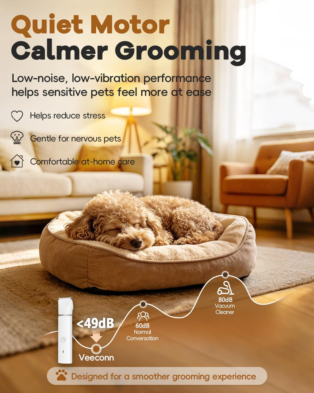 Clippers de chien Kit de grooming Cheveux Clipper-Low Noise Paw Trimmer- Rechargeable - Quis sans fil