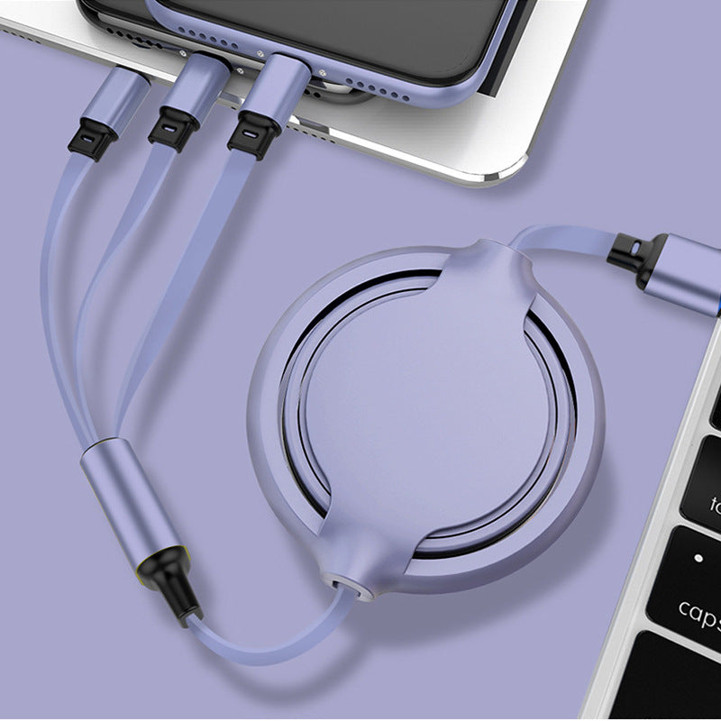 Câble de recharge rapide pour téléphone portable 3-en-un en silicone liquide multifonction