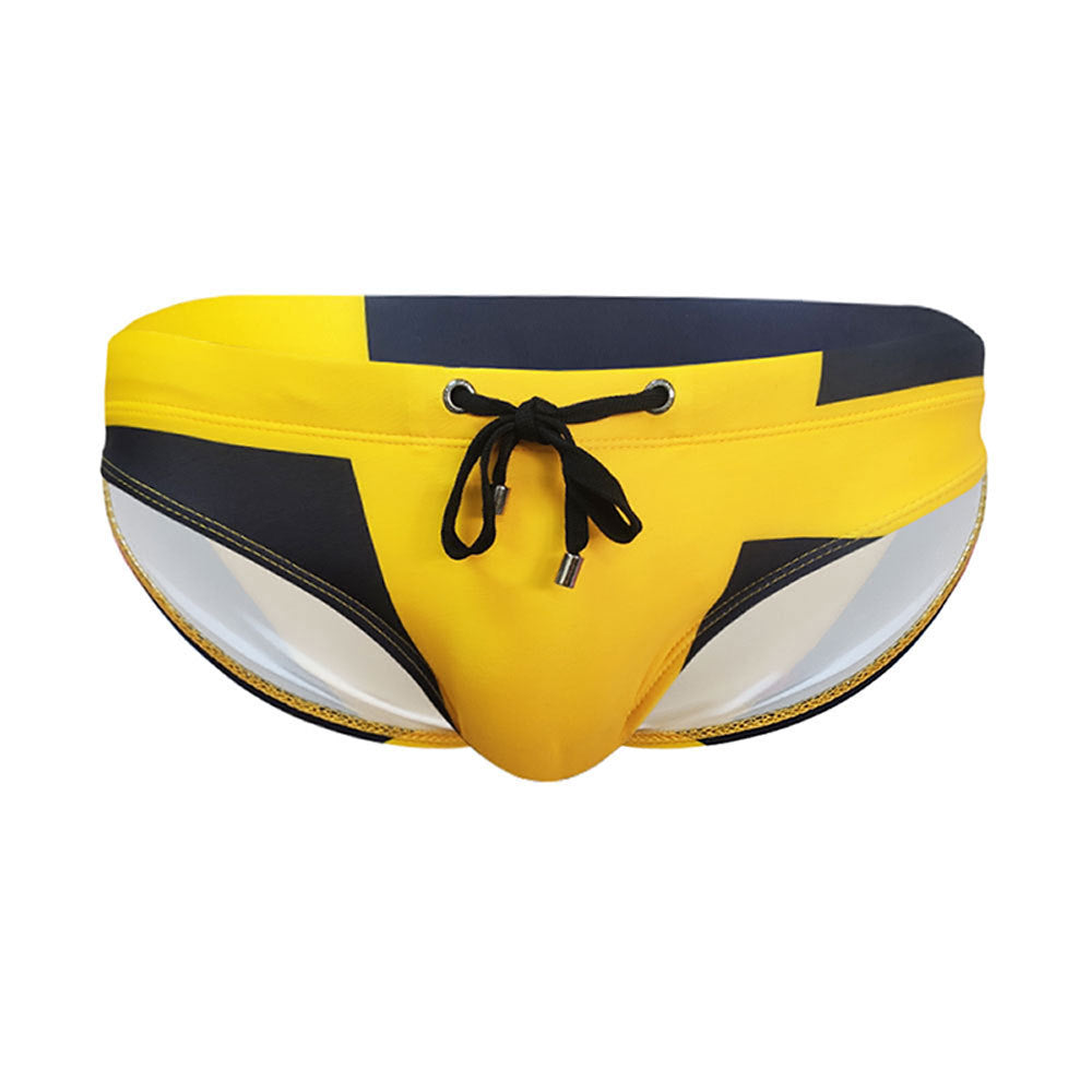 Arrivée Hommes Imprimé Contraste Couleur Petits slips Natation Trunks Close-fiting Low Waist