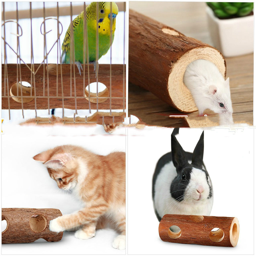 Hamster Pipe en bois massif Bird Platform Rabbit Molar Chiens et chats Toy Tree Tube