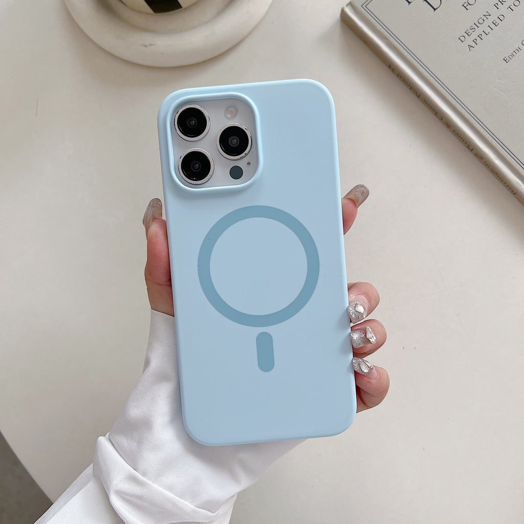 Silicone liquide de couleur solide Grand trou boîtier de téléphone magnétique