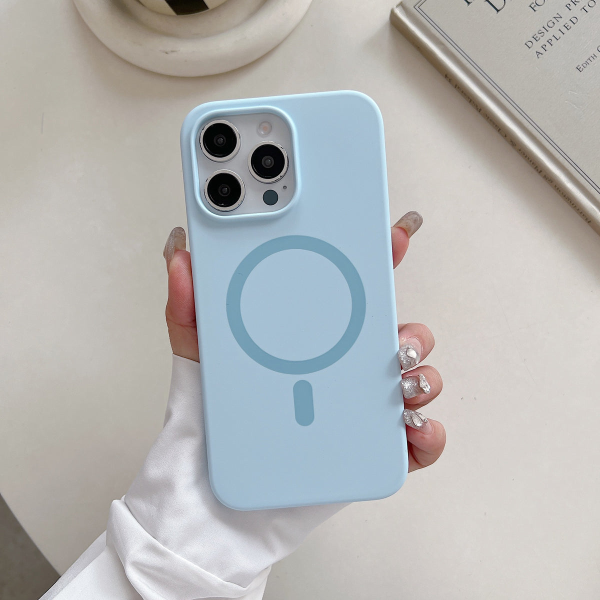 Silicone liquide de couleur solide Grand trou boîtier de téléphone magnétique