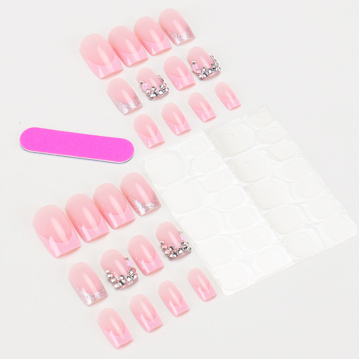 French Polka-Dot Strass ongles artificiels 24-pièces ensemble de conseils d'ongles finis pour un Chic