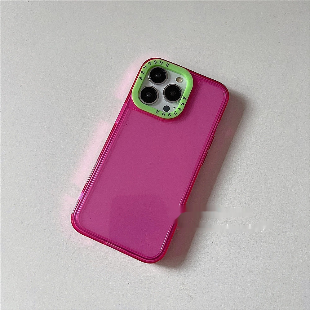 Simple Personnalité Contraste couleur cadre de lentilles Fluorescent transparent cas de téléphone