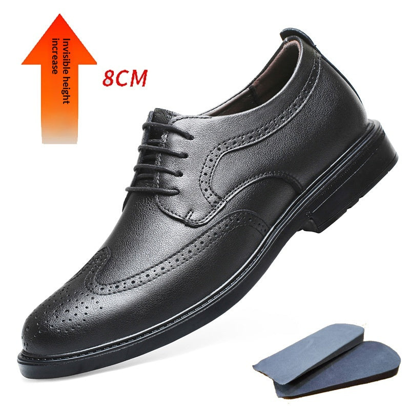 Chaussures en cuir casual de 8cm de plus invisible à semelle épaisse