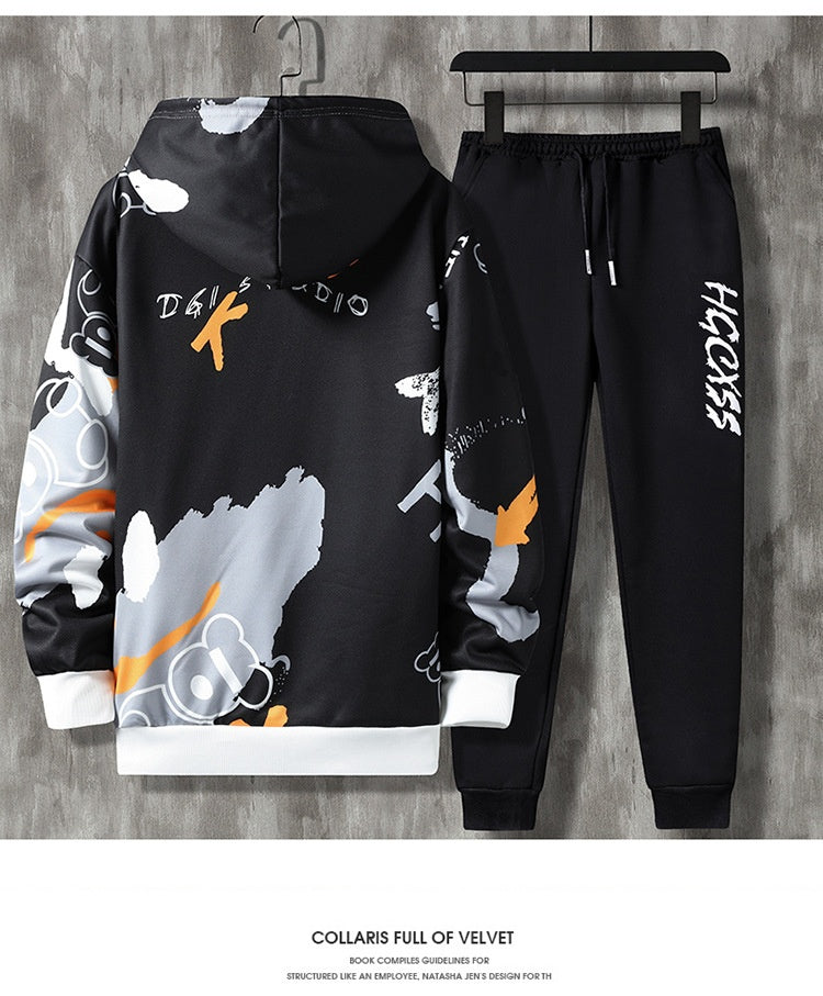 Men's Spring and Autumn Long Sleeve Zipper Imprimé costume occasionnel