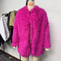 Cardigan rouge d'automne Coat fluffy couleur solide