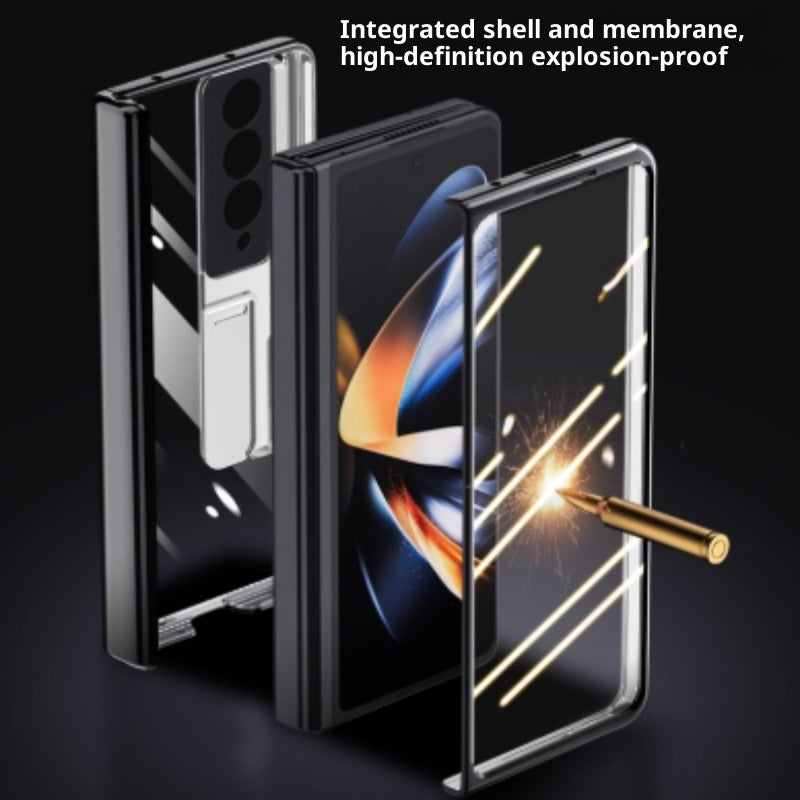 HD Transparent résistant aux éclaboussures avec boîtier de téléphone intégré Bracket Shell Film