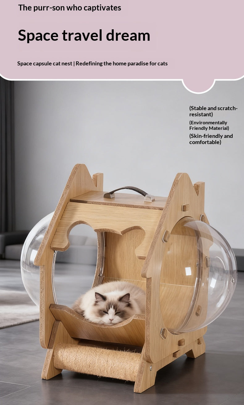 Capsule transparente Extra-Grand Lit Multi-Functional Scratching Post Cat House