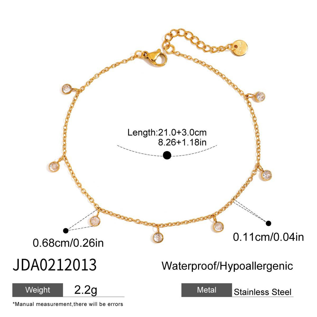 Anklet Zircon tout en acier inoxydable