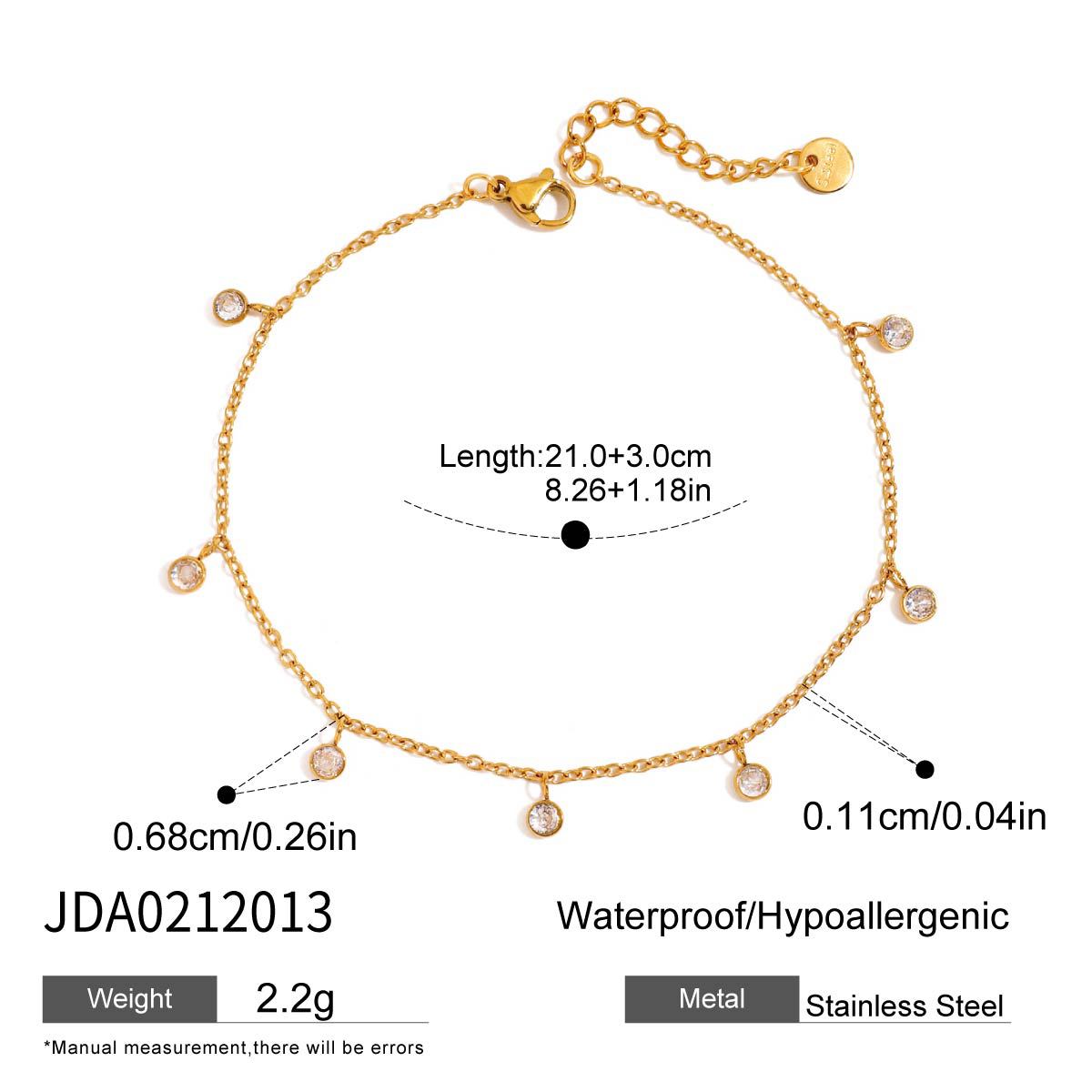 Anklet Zircon tout en acier inoxydable