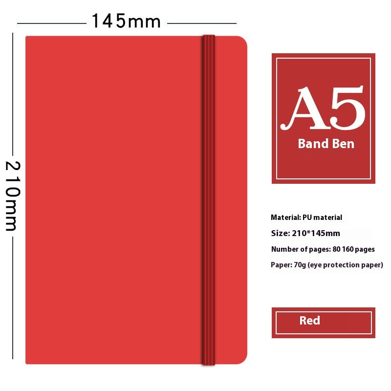 A5 Strap Notebook Pen Insertion Leather Surface