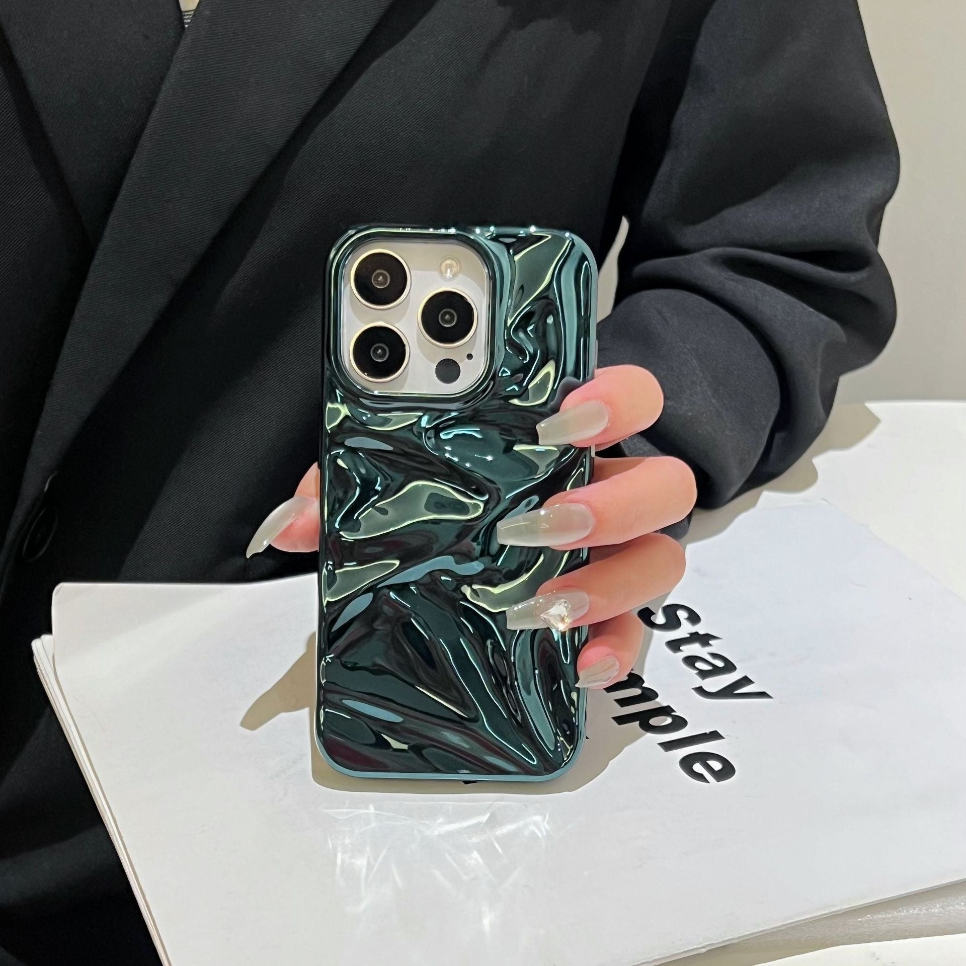 Electroplating Trois dimensions Pléate Pattern Shell Sens avancé