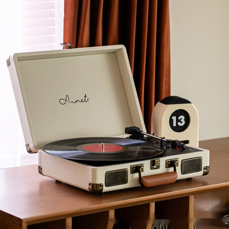 Gramophone Record Retro Phonographe Bluetooth Audio Valise Portable Etui en cuir