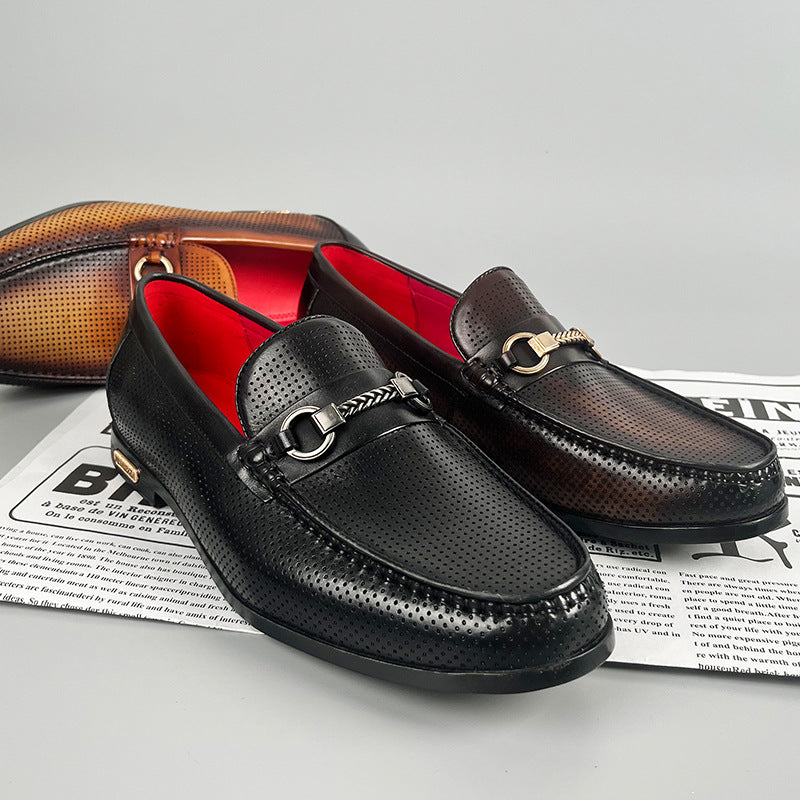 Chaussures en cuir casual d'affaires à la mode Chevalbit Buckle Design Summer Hollow-out Style