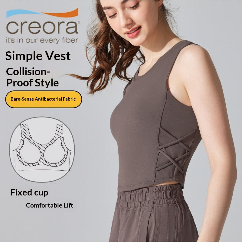 Veste de sport sans manches féminine pour la course et la condition physique avec soutien-gorge intégré