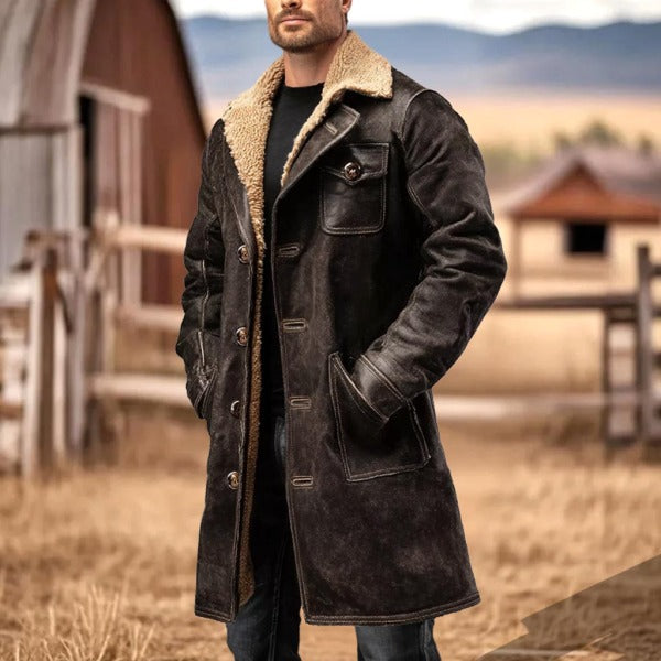Veste de suède vintage brun foncé pour homme