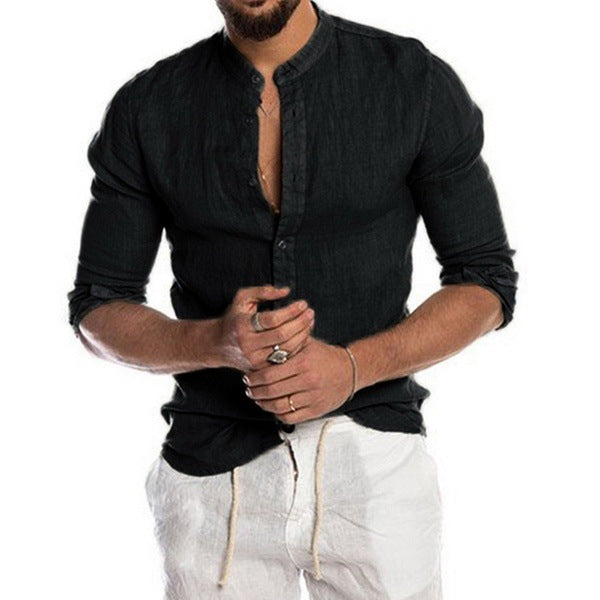 Linge de maison à col V Cardigan Manches longues Chemise Homme