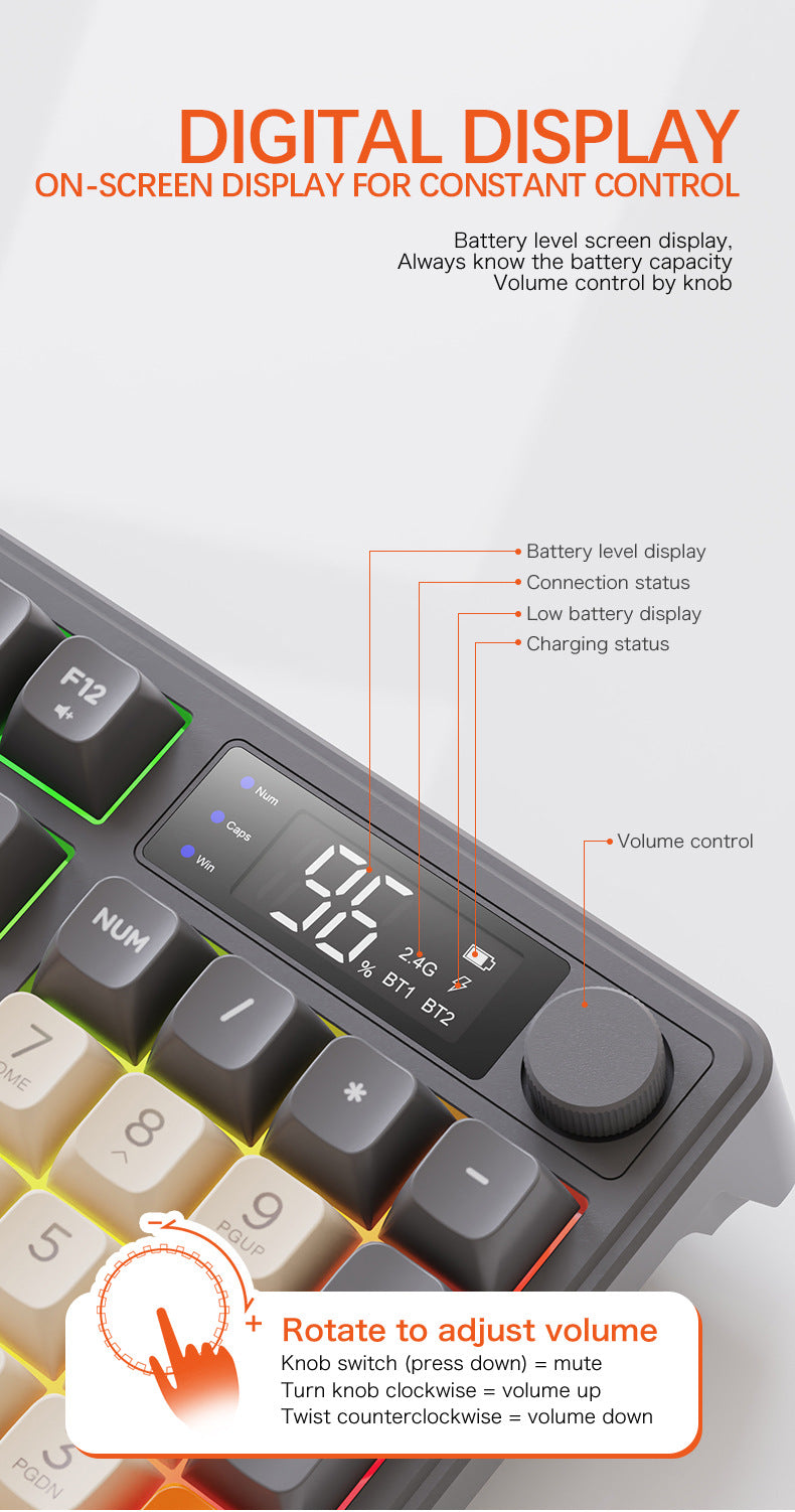 Wireless Dual-Mode Bluetooth Russian Keyboard Display