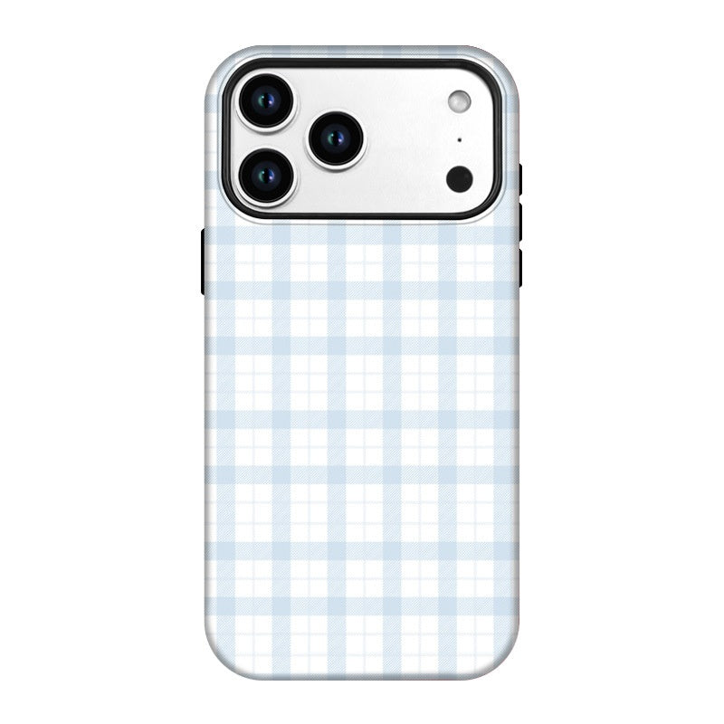 Couverture de protection à l'épreuve de la chute du corps complet de l'étui de téléphone de film de plaid