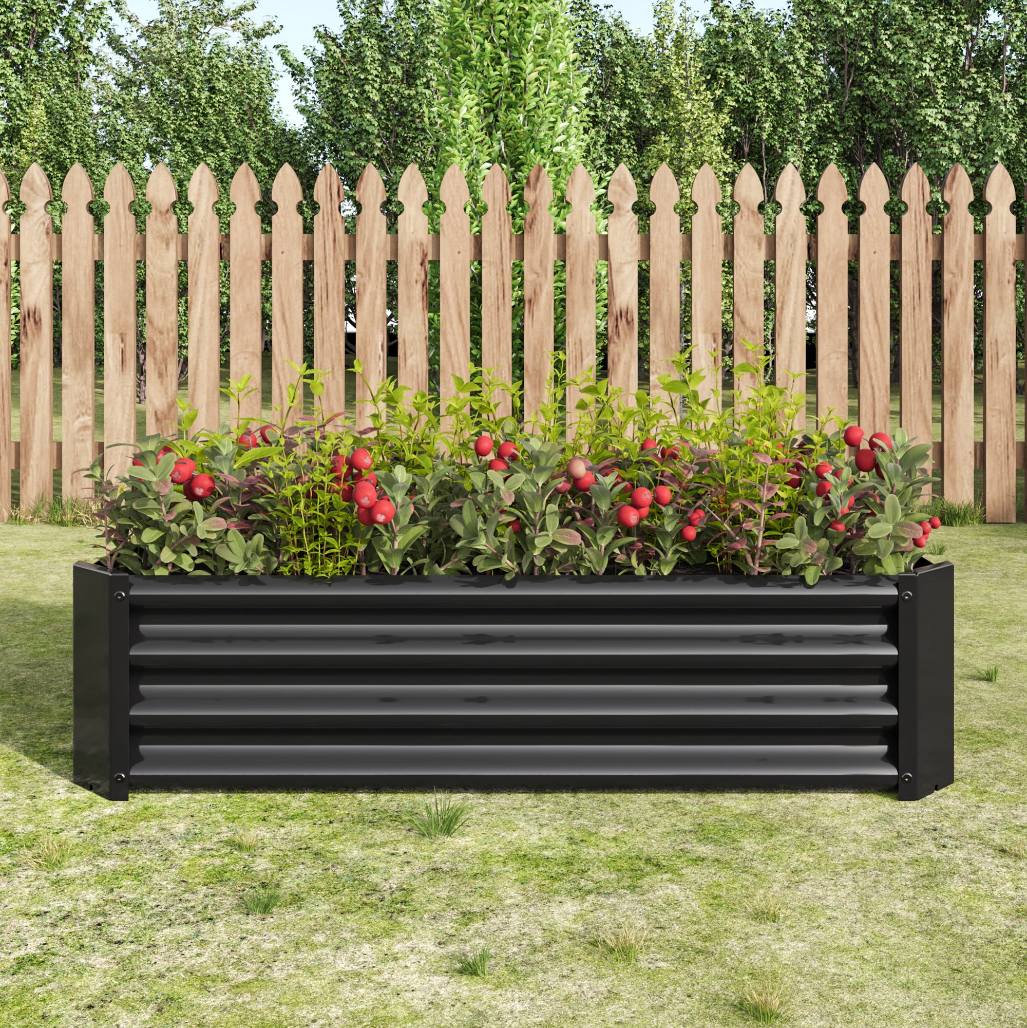 Lit de jardin en métal 4×2×1ft noir