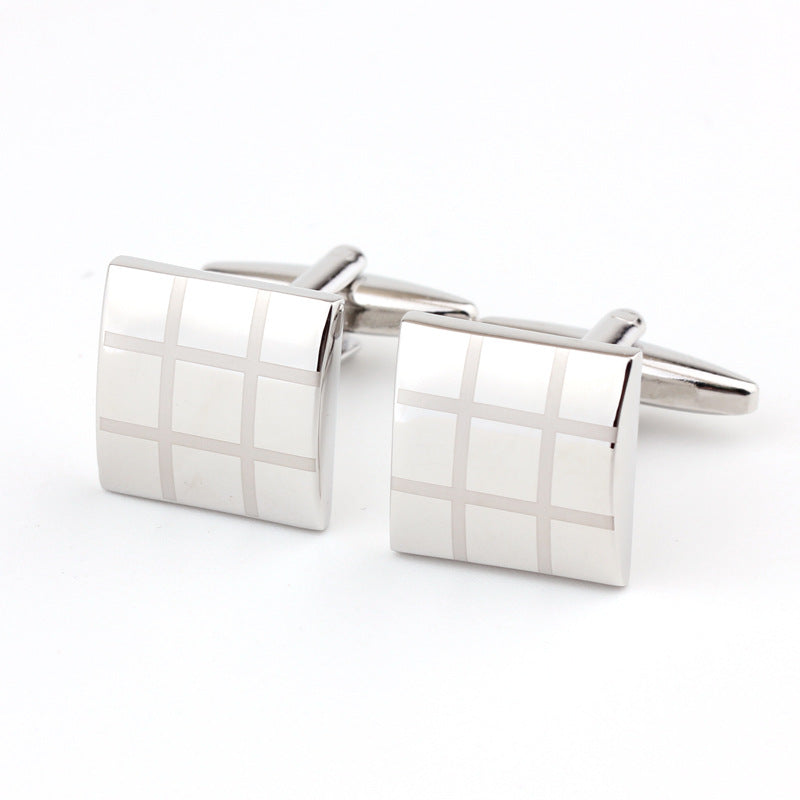 Chemise française en Plaid carré Men's Cufflinks Cufflink