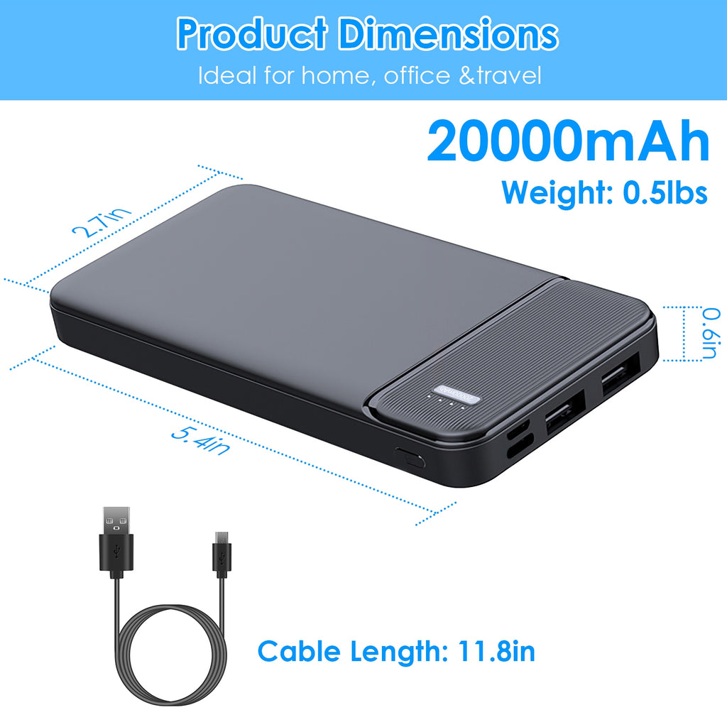 1Pc 30000mAh 20000mAh 1W MAh Chargeur d'alimentation rapide avec 1 câble USB pour IOS
