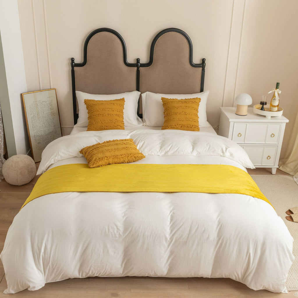 Drapeau de lit en coton de couleur solide Jacquard