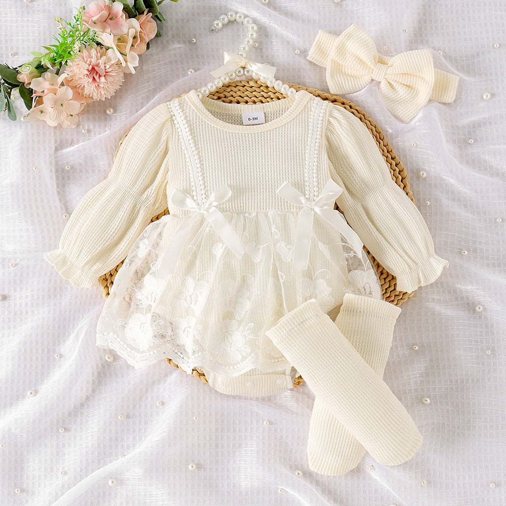 Romper à manches longues rayées de couleur un tulle