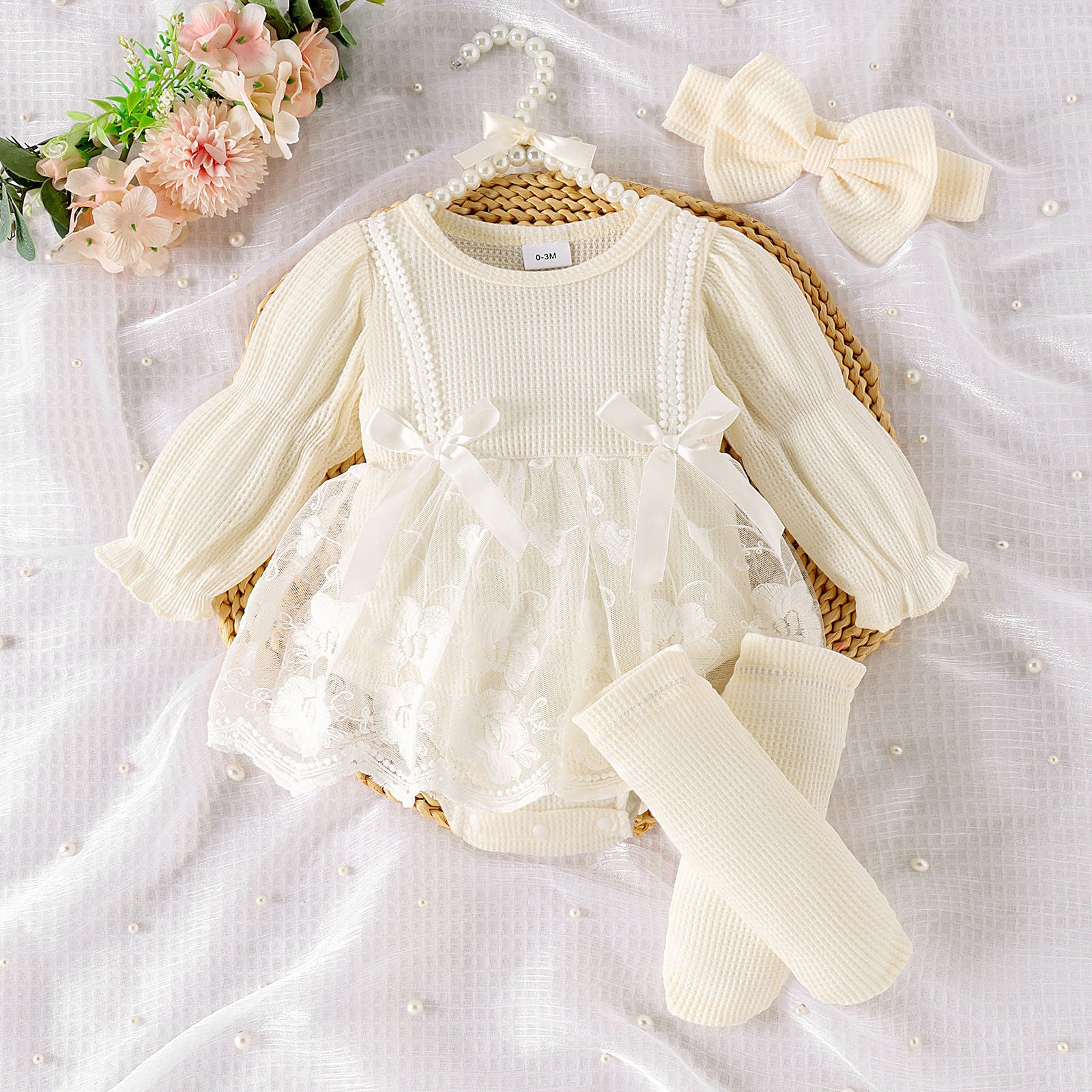 Romper à manches longues rayées de couleur un tulle
