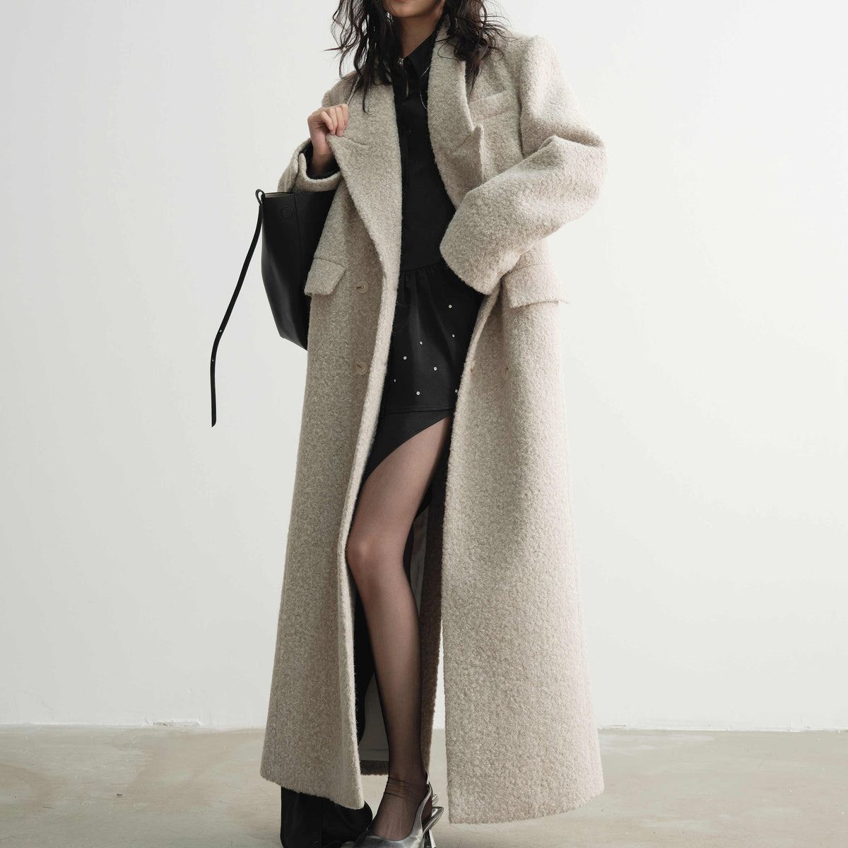 Woolen Super-long Coat Femme