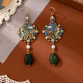 Portrait Pearl Enamel Gemstone Earrings