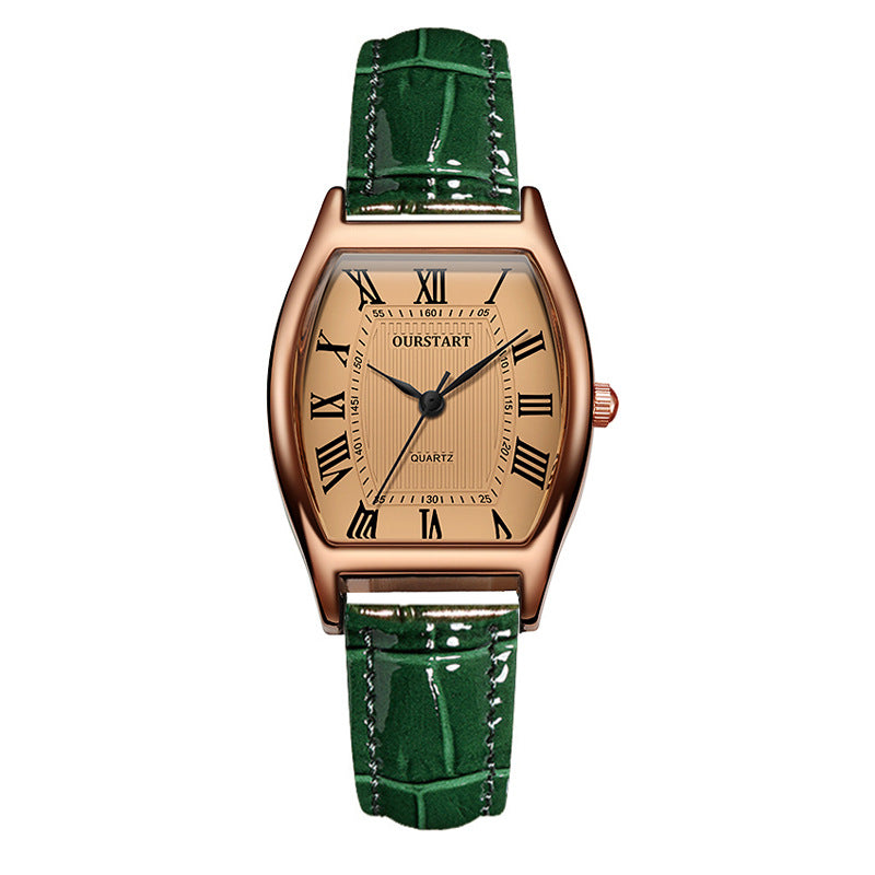 Frontière transfrontalière Live Stream Barrel Forme Ceinture Quartz Montres Femmes
