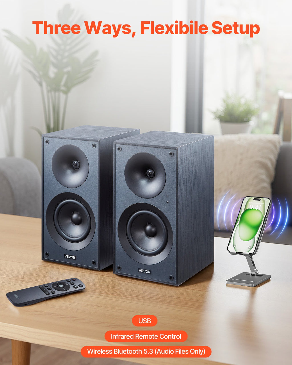 Active Powered Bookshelf Studio Haut-parleurs moniteur 25W X2 Bluetooth stéréo coaxial