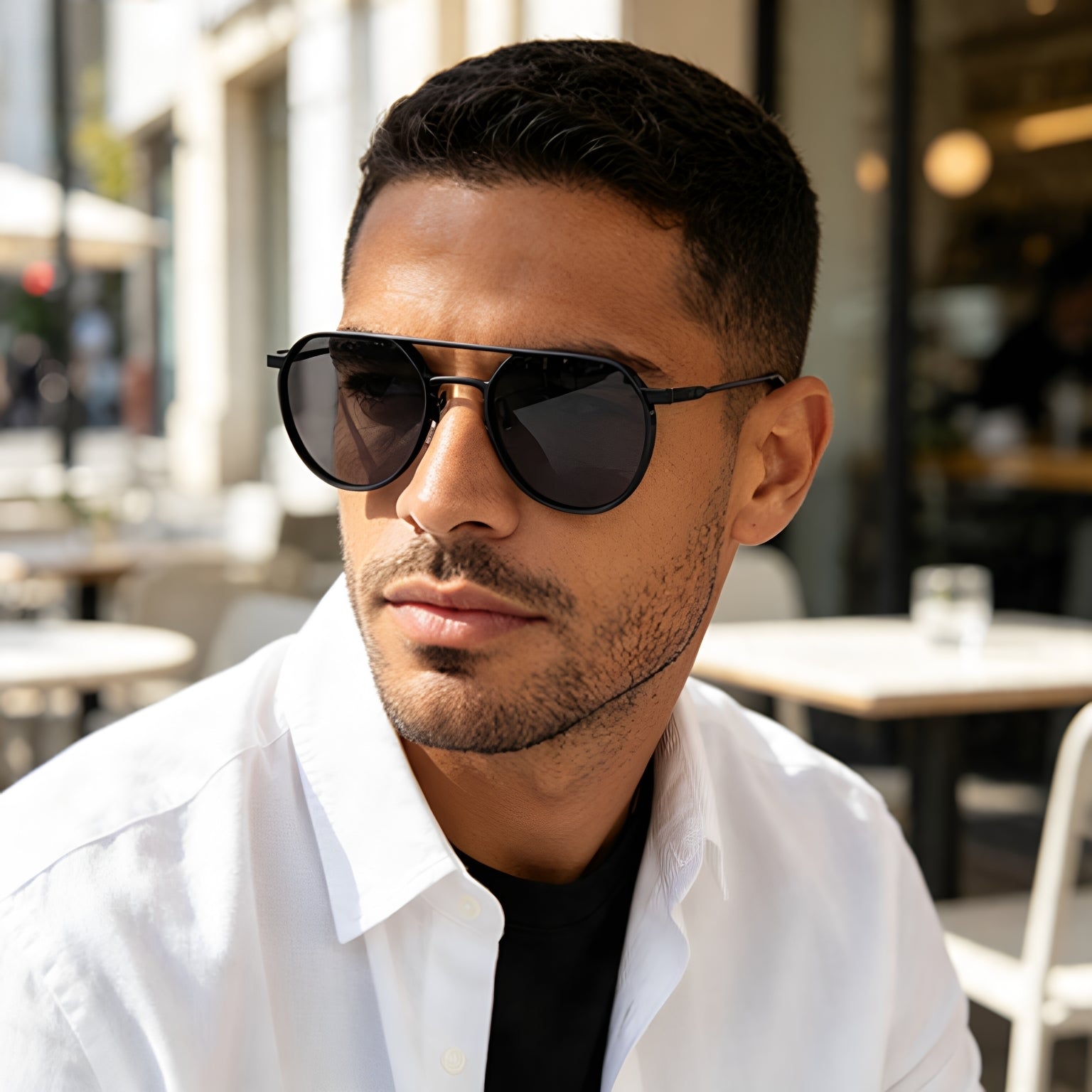Verres de cadre ovale rétro Lunettes de soleil Aviateur double faisceau en métal
