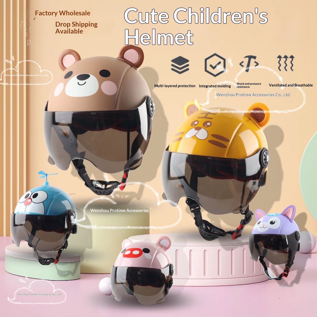 Véhicule électrique pour enfants Casque Cartoon mignon demi-casque de sécurité pour vélo