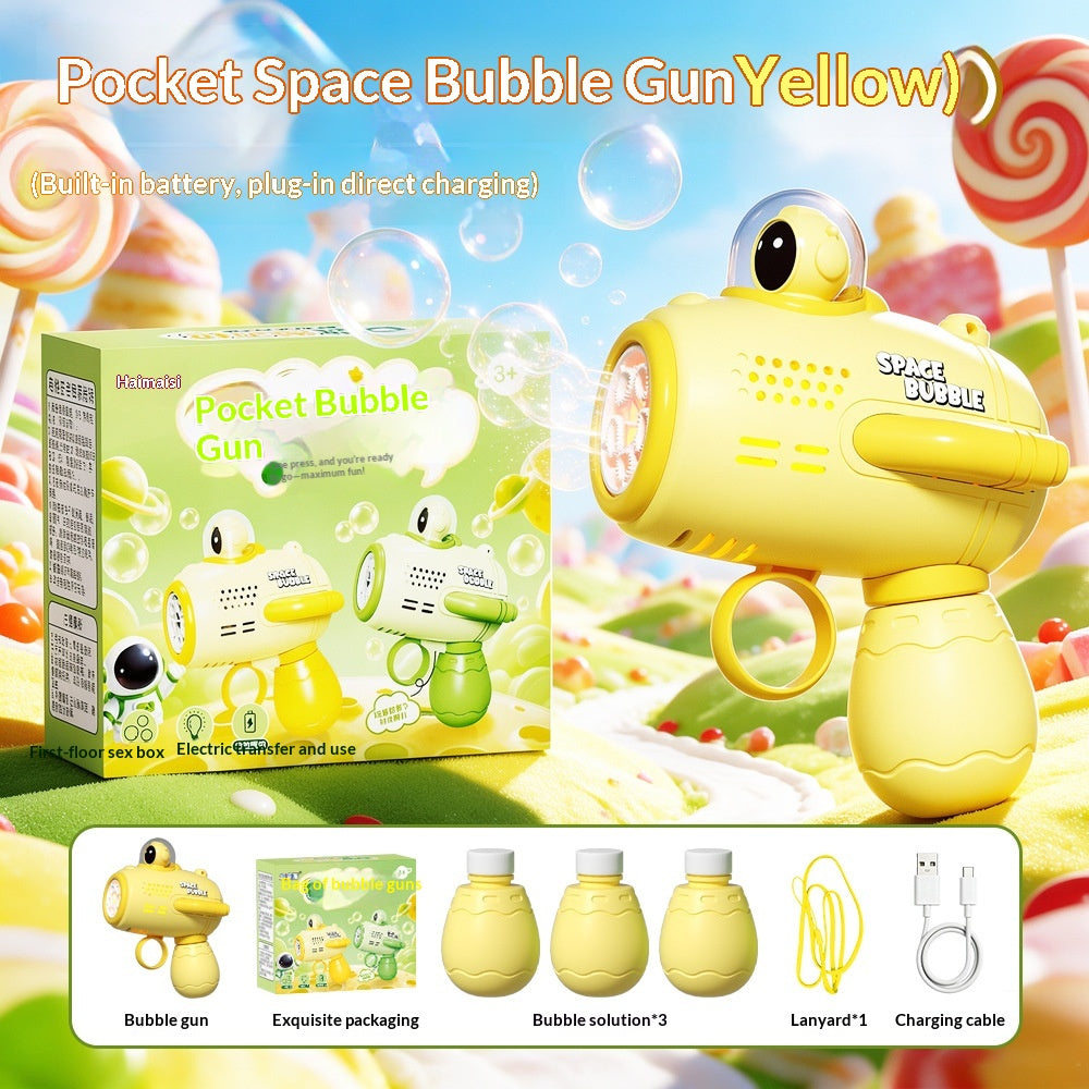 Space Astronaut Pocket Mini Bubble Gun Jouet de lumière électrique entièrement automatique pour enfants