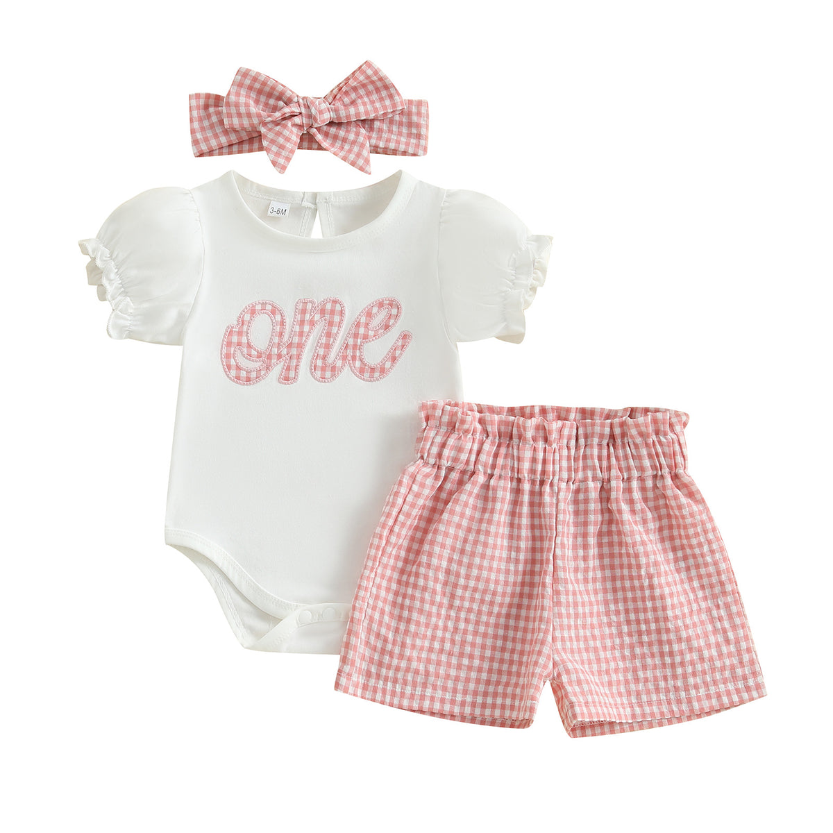Nouveau style filles Plaid anniversaire Romper et short avec jeu de foulard