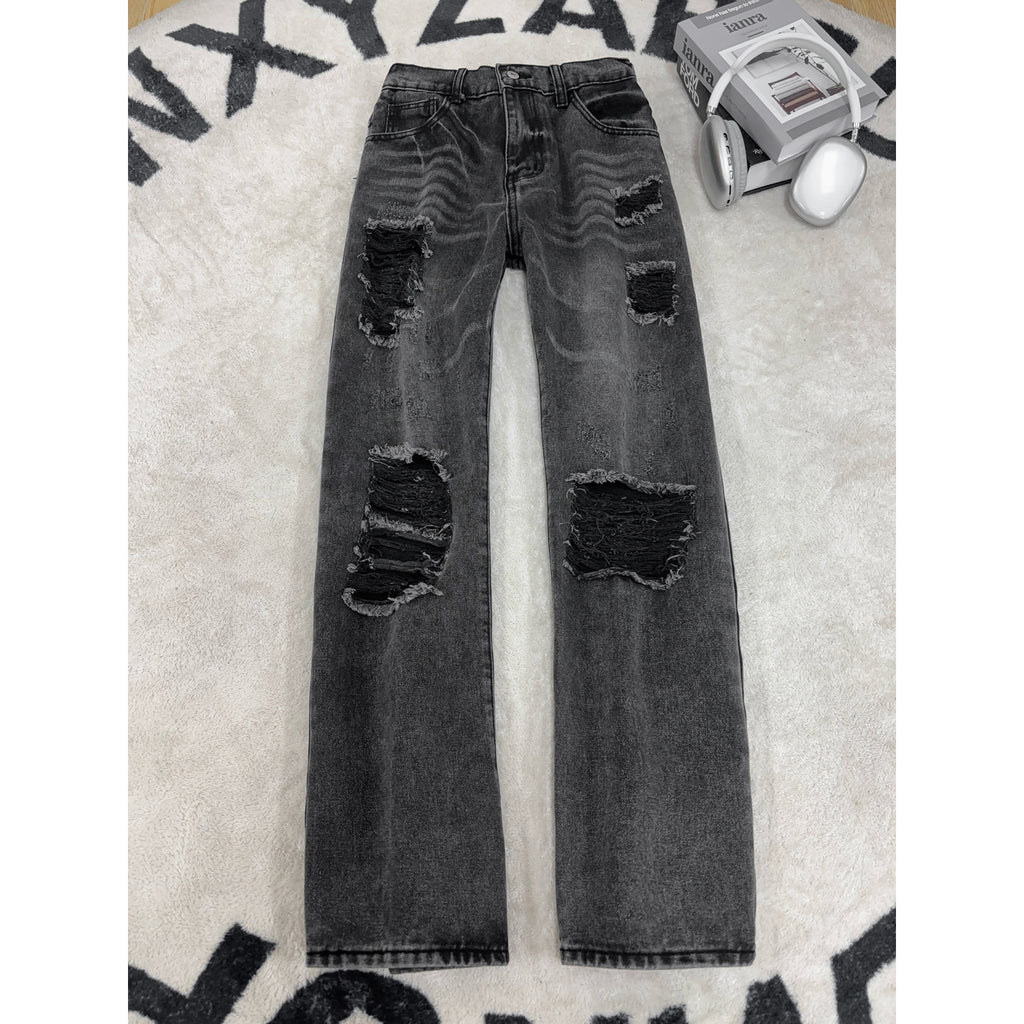 Jeans escamotés à large jambe pour hommes