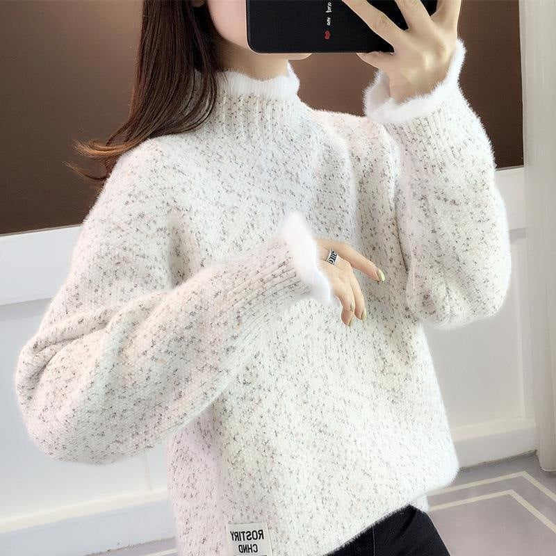 Tweater en col roulé épais pour femmes convenant à la fois à la couche et à l'usure comme vêtements de dessus