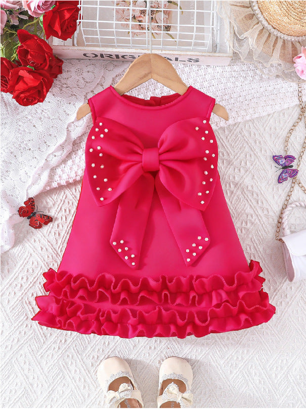 Robe de Veste de Cake-Style Perlé Grande Bow-Knot pour filles