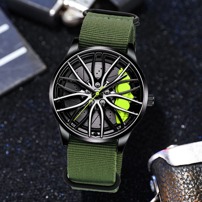 Nylon Roue Hubs Montre Quartz Créative Homme